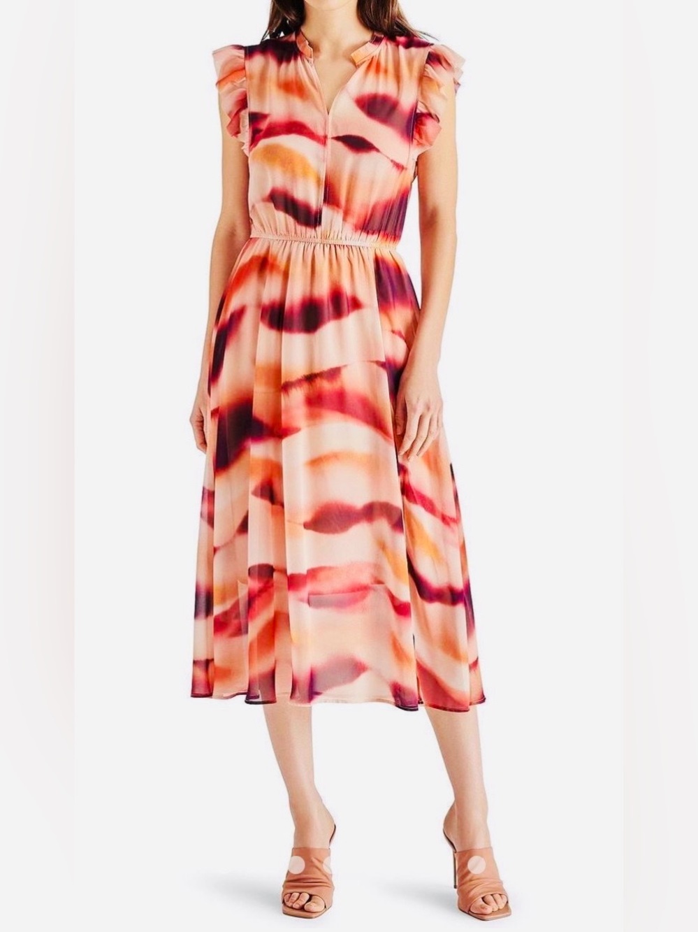 Steve Madden Tie-Dye Midi Dress in Plum, Blush & Rust